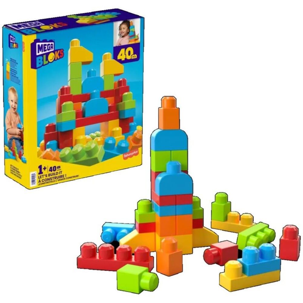 MEGA BLOKS Let's Build It! 40 Piece Toddler Building Toy Set  COLLECTIBLES